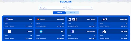 Betaalmethoden bij Posido voor België in euro